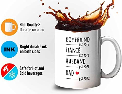 Кафеена Чаша за бебе душ 11 грама Бяла - Персонализирана Съпруг Татко - Обява за бременност Нов Детски Хумор, Поздравления на Новата