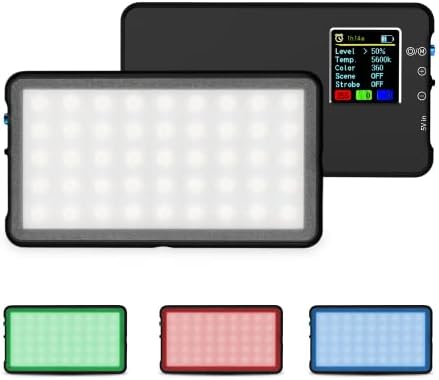 Lume Cube RGB Panel GO | Пълноцветен RGB и в два цвята осветление за професионални огледално-рефлексни фотоапарати | Регулируем цвят, LCD дисплей,