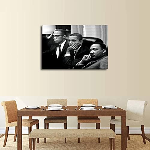 Барак Обама, Мартин Лутър Кинг-младши и Малкълм Х, Плакат на платно и Естетика, Стенни Художествена Картина, Принт, Плакати за декор на семейната спалня, офис (В рамк?