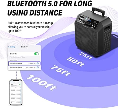 Портативна Bluetooth-колона Donner, Субуфер за акустична система за Коледа, караоке-машина с 2 Кабелни микрофона, Поддържа Промяна