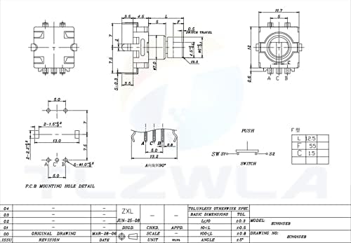 BASNI 5ШТ EC11 Отточна тръба на шарнирна връзка Энкодер Кодекс Превключвател на 20 Позиция на Ключа 5Pin Дължина дръжки 12,5 мм