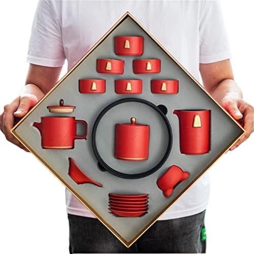 CXDTBH Груба керамика Пълен Чай набор от Кунг-фу Подарък кутия Керамичен Чайник Чаена Чаша Голям Набор от домашния офис (Цвят: D, размер: както е показано)