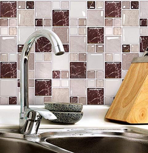 Тапети VANCORE 3D Mosaic Peel and Stick Backsplash за Кухня и Баня, Самозалепващи Сменяеми Декоративни Плочки (10 x 10, 5 листа)