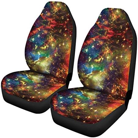 CLOHOMIN Цветни Универсален Калъф за столче за кола Galaxy Space, 2 Опаковки, Защита От Повреди на Предната седалка, Здрава, Удобна Възглавницата на Седалката, за Жени, Подаръ?