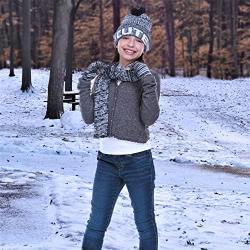 Комплект шапка, шал и ръкавици за момичета Swak-Детски Зимни аксесоари за студено време-Детски комплект шапки за еднократна употреба от 3 предмети-Шалове и ръкавици з