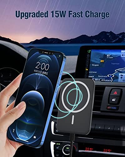 Кола и зарядно устройство AmberVec Mag Safe, Магнитно закрепване за безжично зареждане, което е Съвместимо с зарядно за кола Magsafe