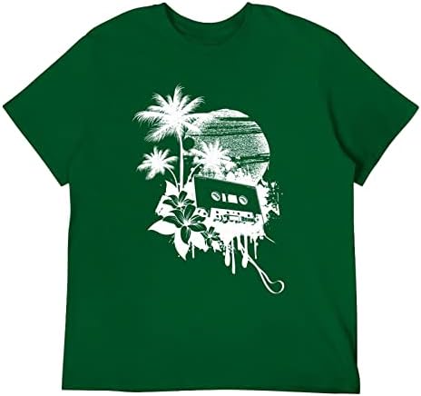 2023 Нова Мъжки Проста Личност, Модни и Ежедневни Хавайски Памучен Тениска С кръгло деколте и Къс Ръкав С Фин Принтом