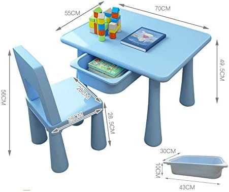 LIUYUNQI Детска Маса и стол Набор от Маса и Столове за детска градина Детски Учебен Маса Домашен Писмен Играчка маса (Цвят: синьо)