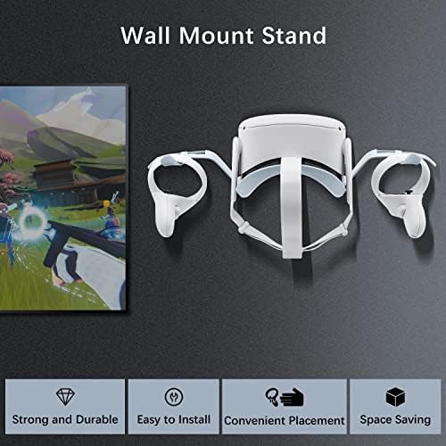 Комплект за монтиране на стена слушалки Mcbazel VR, Кука за съхранение на Влакчета за Quest 2, главоболие каишка и закачалка за контролер за Quest 2/ Quest 3/PS4 VR