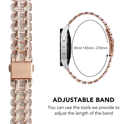 Aresh е Съвместим с Samsung Galaxy Watch 5 Джапанки 40 мм 44 мм, Бижутериен гривна с метална каишка с диаманти, замяна за Galaxy Watch 5 Pro 45 мм, Galaxy Watch 4 въжета 40 мм 44 мм, каишка за часовник