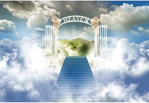 OERJU 20x10ft Небесни Фонове, за снимки Стълбище към Небесата Райските Порти на Небето Облаци на Фона Изпратен от Небето Детски Душ Кръщението