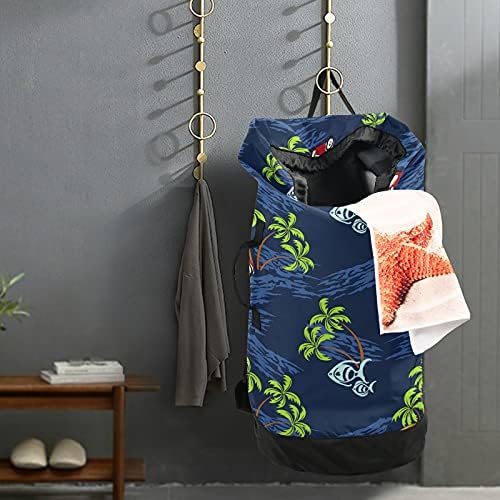 Плажната чанта за пране Palms Sea, Тежка Раница за пране на дрехи с плечевыми ремъци и дръжки, чанта за пране на дрехи с цип