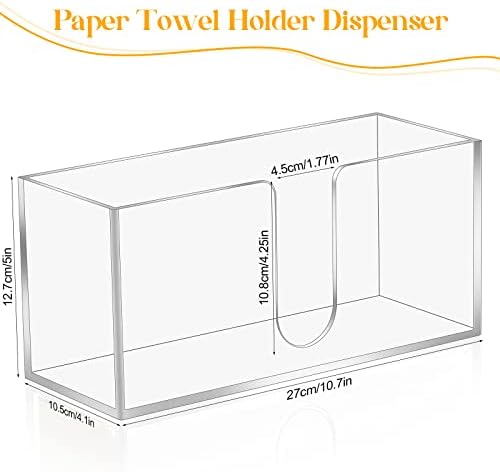 Диспенсер за хартиени кърпи на акрилна повърхност, Диспенсер за хартиени кърпи в сгънат вид, Прозрачен Държач за кърпички три пъти,