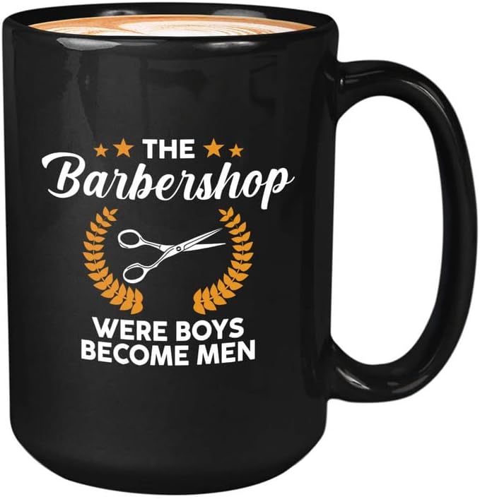 Кафеена чаша Flairy Land Barbershop 11 грама Черен - The Barbershop Were Boys - Професия Фризьор, Фризьор Сешоар Салон за Красота