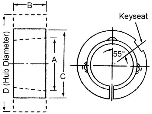Метрични Преходни пръстен Ametric РЗП 4545B-S за мястото засаждане на втулка с конусовидна заключване 4545 за втулки (A), дебелина 4-1 /