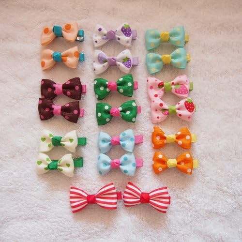 Асорти от 20 цветни заколок-бантиков за коса (10 подходящите двойки) - идеален за новородени, бебета, малки деца, момичета, младежта