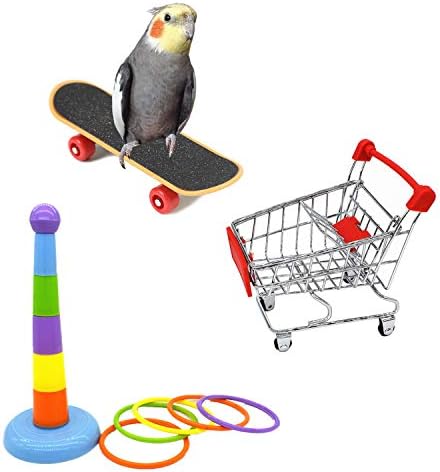 Hypeety 3 опаковки на детски Играчки за отглеждане на Птици, Обучение пръстени за стайлинг на коса, Мини-Количка за Пазаруване, Поставка