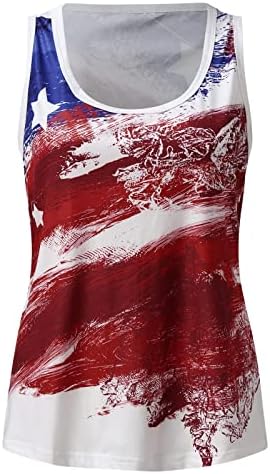 На 4 юли, Върховете на Бретелях за жени, Тениска Без ръкави с U-образно деколте, Американския Флаг на Звезди и Ленти, Туника За