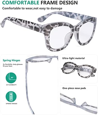Очила за четене голям размер Eyekepper - Ретро-Ридеры за Четене за жени - Сив / в черепаховой рамка +2,50