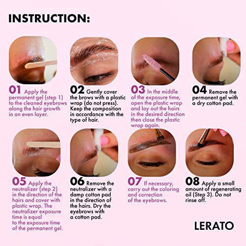 Комплект за ламиниране на веждите в 3 етапа от Lerato Cosmetic, определени за лифтинг на веждите, професионално ламиниране на веждите за интериора у дома, за жените, профес?
