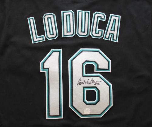 Тениска Флорида Марлинз с автограф Пол Lo Duca, надетая на играта! MLB Holo! 3765 - Използваните В играта Тениски MLB