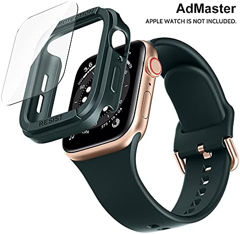 Защитен калъф AdMaster с каишка за Apple Watch 44 мм, спортен Здрав TPU от военен закалено стъкло, Усилена Броня със сменен каишка от силикон