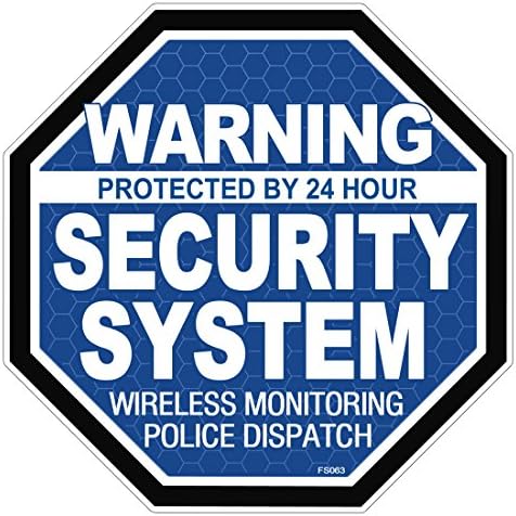 5 Опаковки Предупредителни 24-Часови Стикери Система за сигурност OCT Blue FS063 - Стикер, с Аларма, Vinyl Стикер, Знакът на