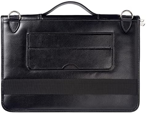 Черен кожен калъф-месинджър за лаптоп Broonel - Съвместима с лаптопа ASUS Vivobook 14 S416JA-EK1813W 14 FHD Лаптоп