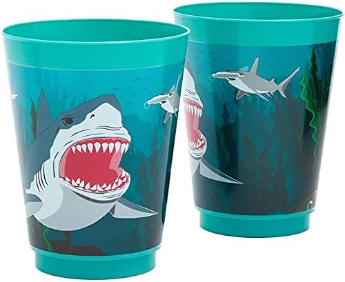 За многократна употреба Пластмасови Чаши BLUE PANDA Shark Party, 16 Опаковки