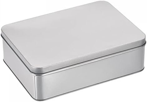 метална Лидице скоростна uxcell, Правоъгълни Празни Контейнери за съхранение на багаж от ламарина с размер 8,66 x 6,3 x 2,72 инча с Капаци Сребрист цвят