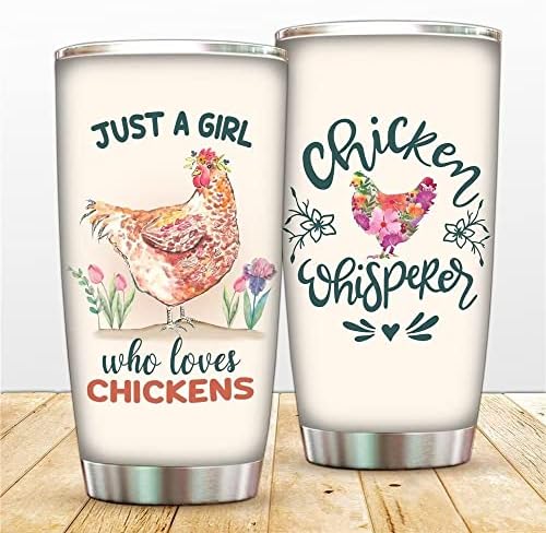 Просто Момиче, Което Обича Пилета Чаша Персонализирани Чаши С Изолация От Неръждаема Стомана, 20 унции Пиле на Кафе Пътна