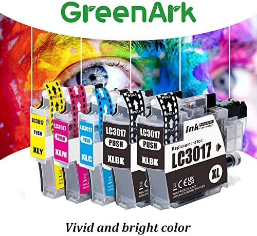 Подмяна на съвместими мастилници GreenArk за Brother LC3017XL LC-3017XL (BK/C/M/Y) Висококачествени цветни мастила в опаковка от 5 броя са