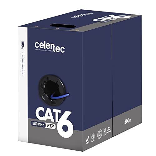 Екраниран Ethernet кабел celertec CAT6, 500 метра, на FTP (Общ екран от алуминиево фолио), Плътна мед 23AWG, 550 Mhz, оценени