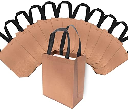 Подаръчни торбички от розово злато - 12 опаковки за Многократна употреба подаръчни торби с дръжки, малки дизайнерски подаръчни