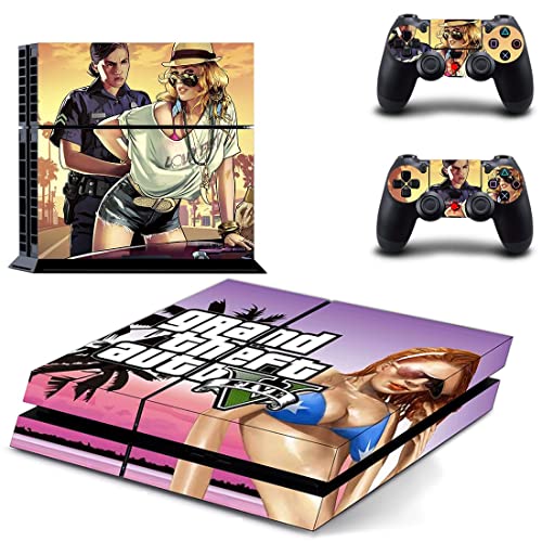 Играта Grand GTA Кражба и Стикер на кожата BAuto PS4 или PS5 за конзолата PlayStation 4 или 5 и 2 Контролери Vinyl Стикер V5149