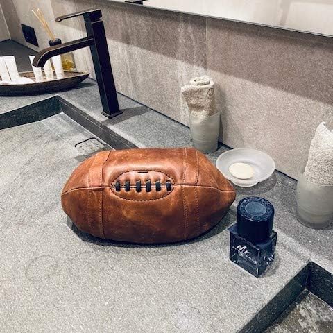 SID & Напразно чанта за тоалетни принадлежности Американски Футбол ИСАК I Премиум Кожена Чанта за Пране за Мъже и Жени Пътувам Нощно