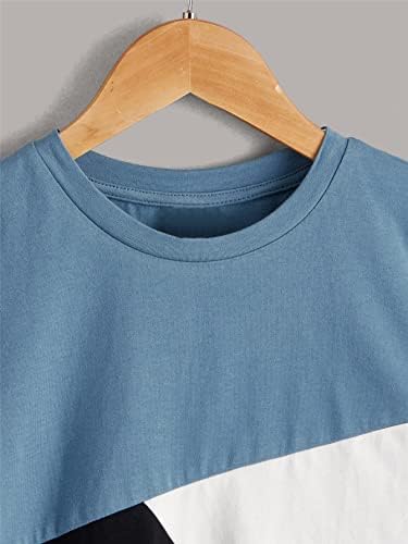 Тениска с кръгло деколте и къс ръкав с Графичен Писмото принтом WDIRARA за момчета, Ежедневни Тениска, Многоцветен Блок, 9 години