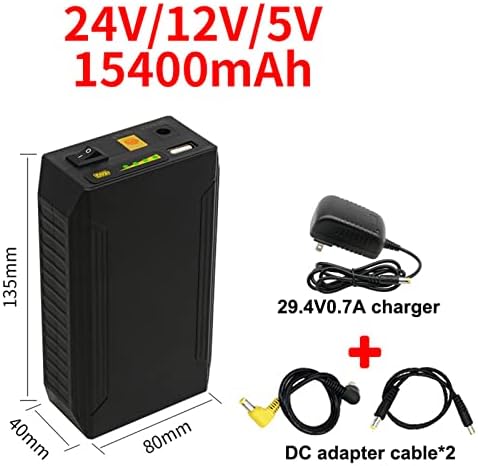 ZJDU Акумулаторна Литиево-йонна батерия 24/12 v/5 v, Литиево-йонна батерия с изхода за постоянен ток, Преносим Литиево-йонна батерия със зарядно устройство и кабел-адапте