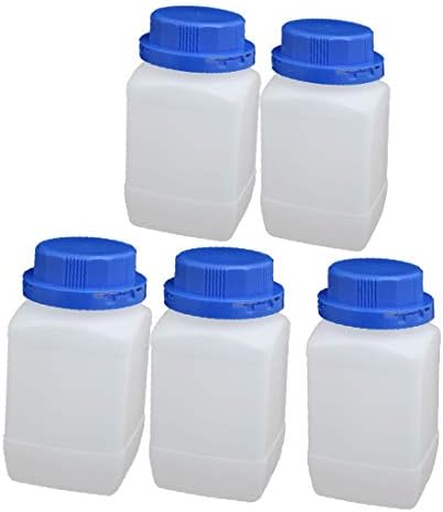 X-DREE 5шт 17 грама Синя Пластмасова капачка от полиетилен с висока плътност С широко гърло И Квадратна етикет За бутилки с химически реагенти (5шт 17 грама синя Пластмас
