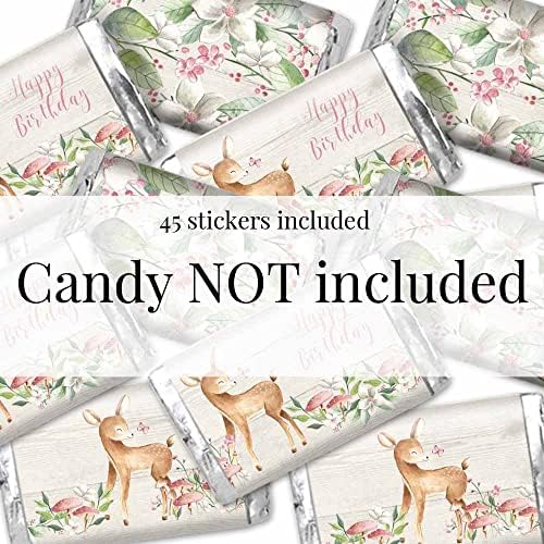 Миниатюрни стикери-опаковки за шоколадови блокчета Little Deer Woodland за рожден Ден за момичета, 45 Оберток около етикети Размер на 1.4
