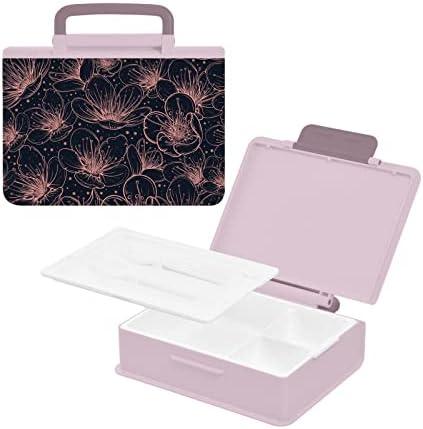 Кутия за обяд ALAZA Cherry Blossoms с цветен модел, Не съдържат бисфенол А, Херметични Контейнери за обяд с вилица и лъжица,