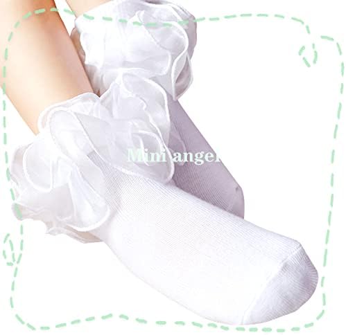 Чорапи с рюшами под формата на мини-Ангел за Момичета, Двойни Дантелени Чорапи с Волани, Детски Чорапи-маншети с ревера за Малки Момичета,
