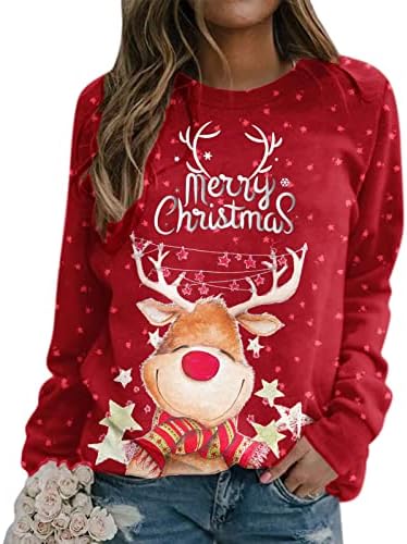 Xiloccer 2023, Женски Коледни Тениски с Графичен Дизайн, Дамски Hoody с Кръгло деколте и Коледните Принтом за Всеки Ден, Монтиране
