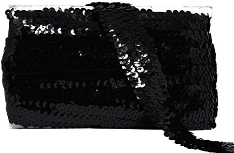 Еластична лента с пайети за бродерия Мандала - 1,5 Инча, Черна Еластична украса с пайети за Шиене на рокли, Превръзка на
