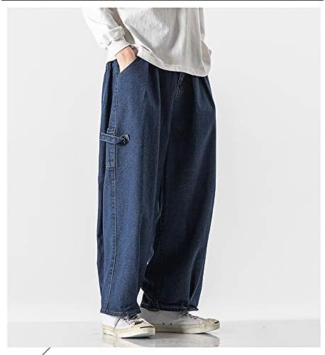 Дънки KOCHHA Мъжки Големи Широки Памучни Панталони Свободно Намаляване на Carpenter Jean Дънкови Панталони в стил Хип-Хоп Син Черен M-5XL