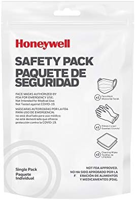 Респиратор за еднократна употреба на Honeywell DF300 N95 в плоска опаковка - 50 броя, бял с еднократно комплект ЛПС Honeywell с маска за възрастни, с ръкавици и кърпички (RWS-50100)