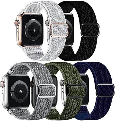 VOMA 5 Опаковки еластични презрамки Solo Loop, съвместими с каишка на Apple Watch 38 мм 40 мм 42 мм 44 мм 41 мм 45 мм за