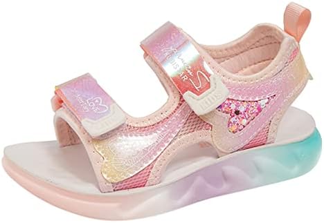 Спортни сандали за децата, Сандали с дебела подметка, Плажни обувки за момичета, Детски обувки на равна подметка, Обувки за малки момичета (Червени, 10,5-11 години)