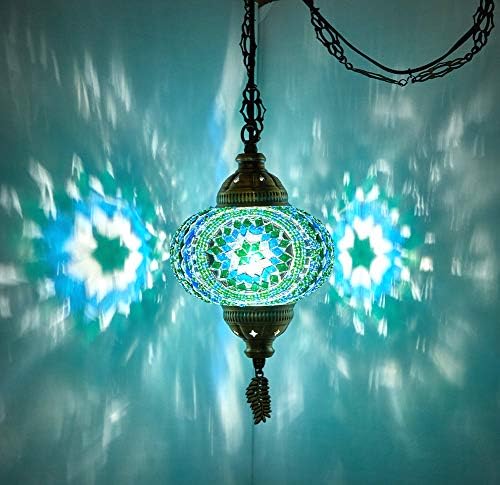DEMMEX (8 цвята) Турска Марокански Мозайка вилица Swag в Подвесном Потолочном светильнике с 15-футовым Кабел, украсен с Веригата и Северна