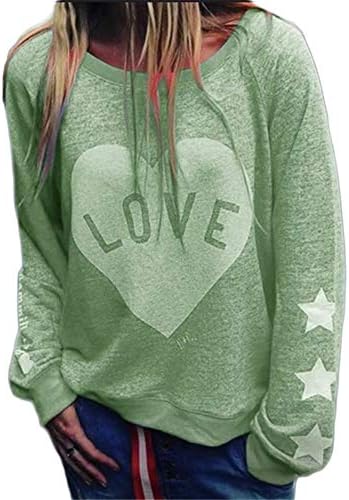 Дамски Блузи с Хубав Сърце с дълъг Ръкав Любовта Hearts Графичен Пуловер, Пуловер, Потник, Блуза и Червен Цвят